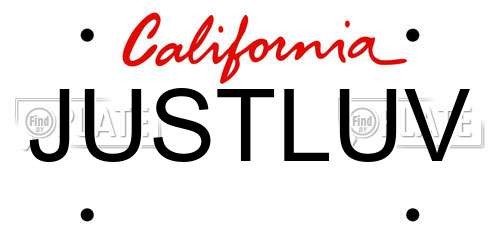 JUSTLUV California License Plate
