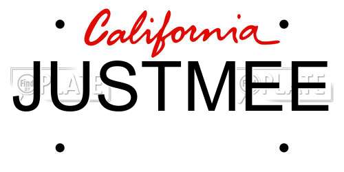 JUSTMEE California License Plate