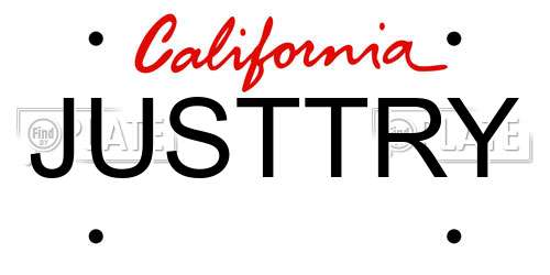 JUSTTRY California License Plate
