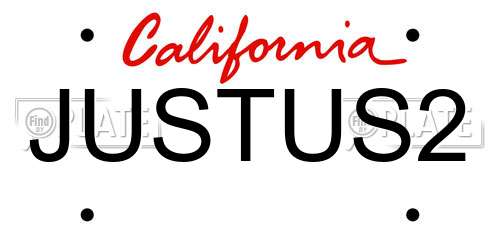 JUSTUS2 California License Plate