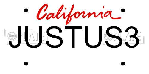 JUSTUS3 California License Plate
