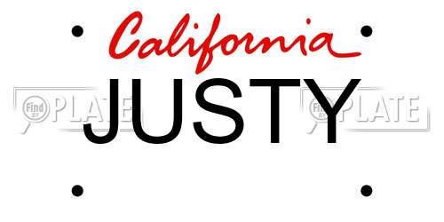 JUSTY California License Plate