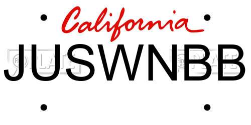 JUSWNBB California License Plate