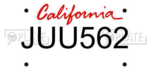 JUU562 California License Plate