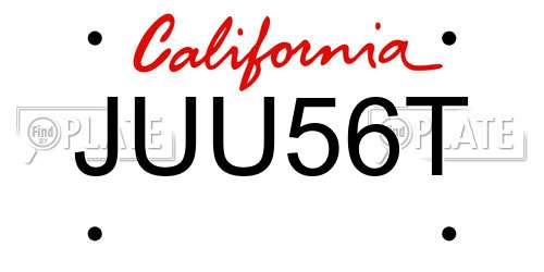 JUU56T California License Plate