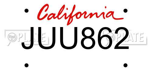JUU862 California License Plate