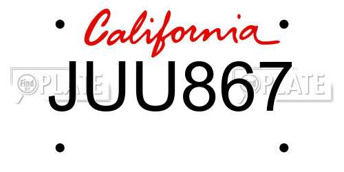 JUU867 California License Plate