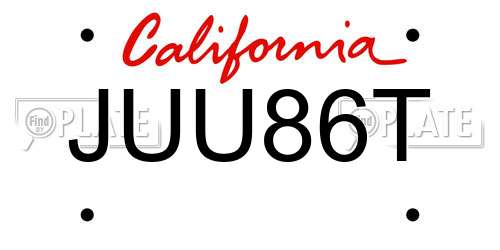 JUU86T California License Plate