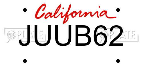 JUUB62 California License Plate