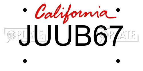 JUUB67 California License Plate