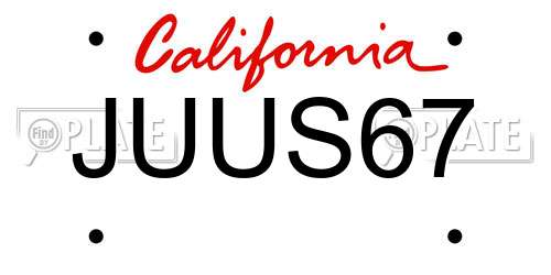 JUUS67 California License Plate