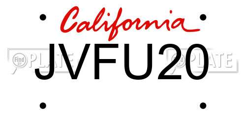 JVFU20 California License Plate