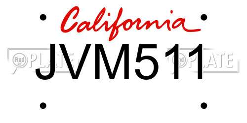JVM511 California License Plate