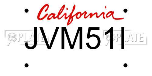 JVM51I California License Plate