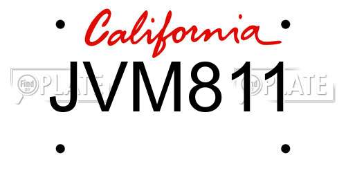 JVM811 California License Plate