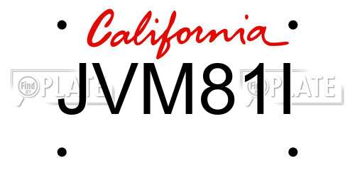 JVM81I California License Plate