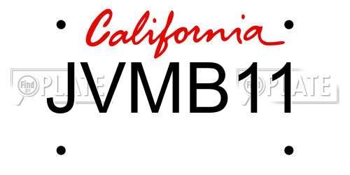 JVMB11 California License Plate