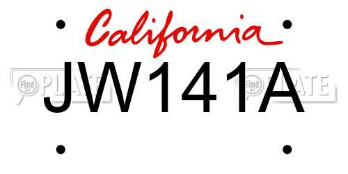 JW141A California License Plate