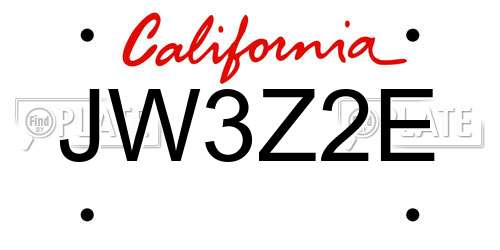 JW3Z2E California License Plate