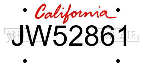 JW52861 California License Plate