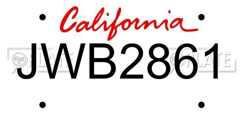 JWB2861 California License Plate
