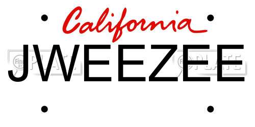 JWEEZEE California License Plate