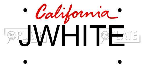 JWHITE California License Plate