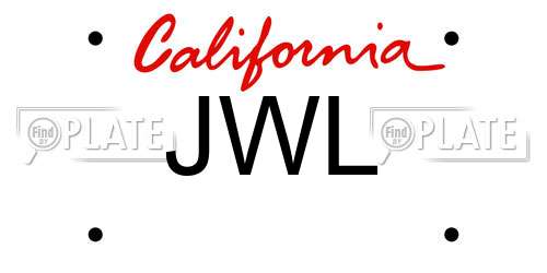 JWL California License Plate