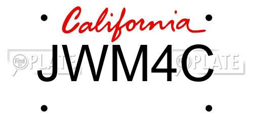 JWM4C California License Plate
