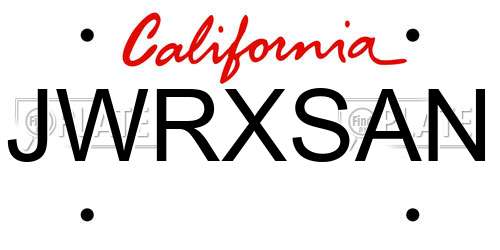JWRXSAN California License Plate