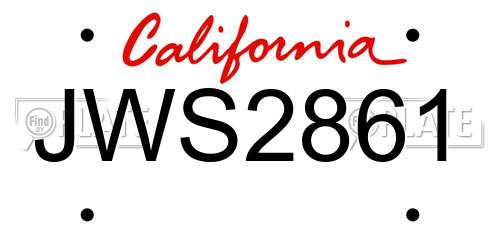JWS2861 California License Plate