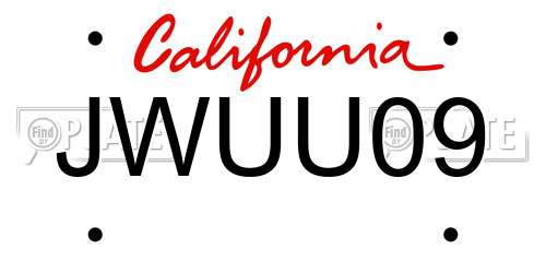 JWUU09 California License Plate