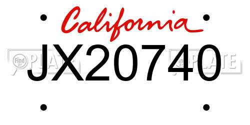 JX20740 California License Plate