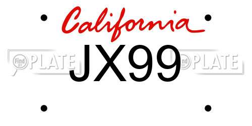 JX99 California License Plate