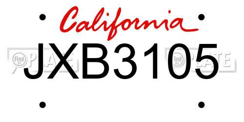 JXB3105 California License Plate