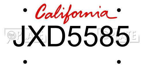 JXD5585 California License Plate