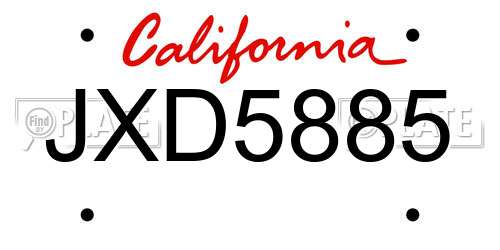 JXD5885 California License Plate