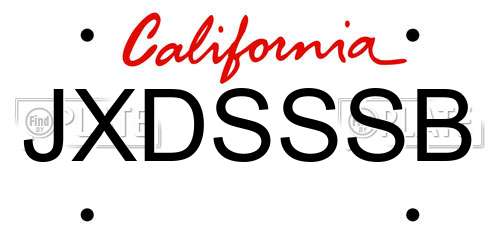 JXDSSSB California License Plate