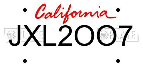 JXL2OO7 California License Plate