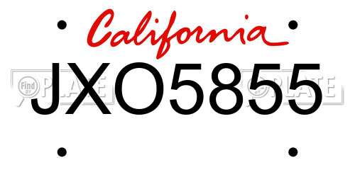 JXO5855 California License Plate
