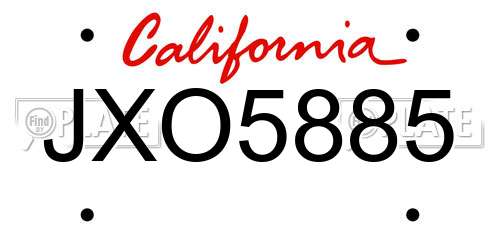 JXO5885 California License Plate