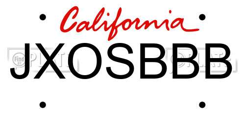 JXOSBBB California License Plate