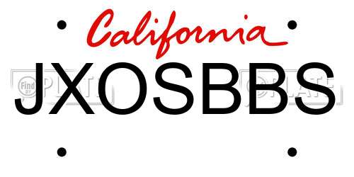 JXOSBBS California License Plate