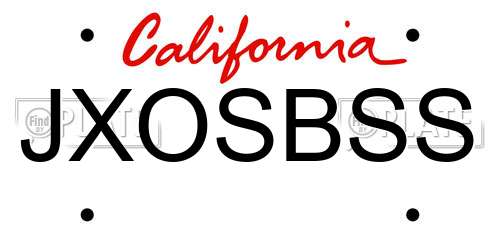 JXOSBSS California License Plate