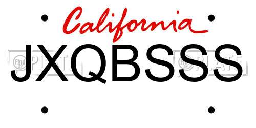 JXQBSSS California License Plate