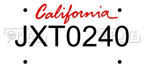 JXT0240 California License Plate