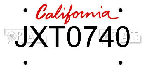 JXT0740 California License Plate