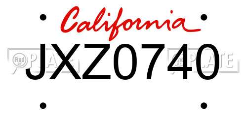 JXZ0740 California License Plate
