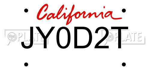JY0D2T California License Plate