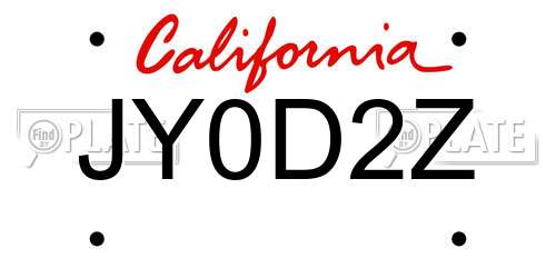 JY0D2Z California License Plate